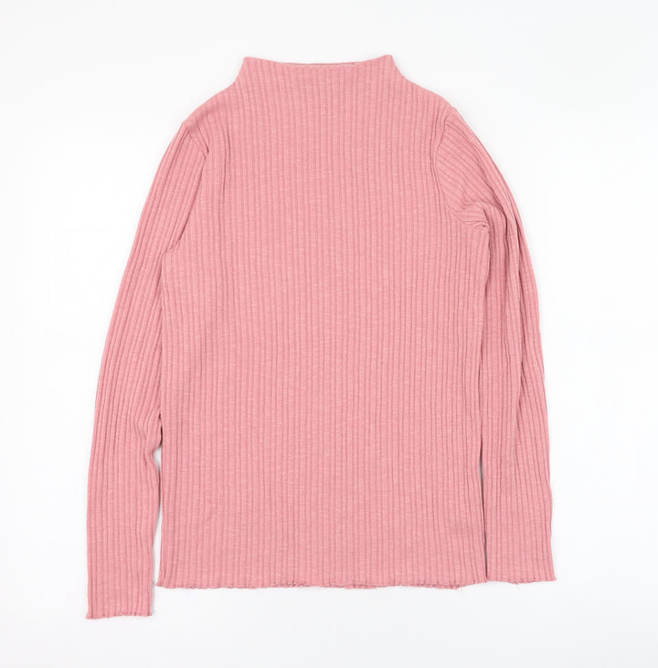 Dunnes Stores Womens Pink Mock Neck  Polyester Pullover Jumper Size M