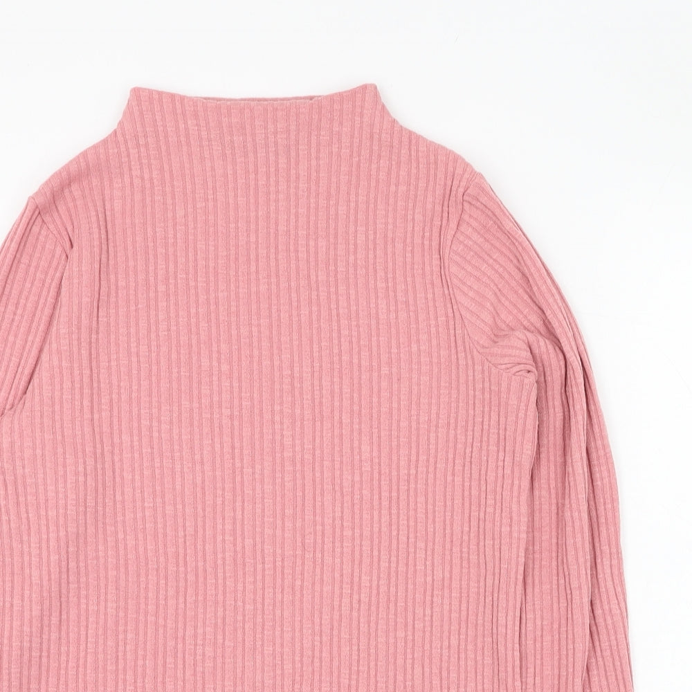 Dunnes Stores Womens Pink Mock Neck  Polyester Pullover Jumper Size M