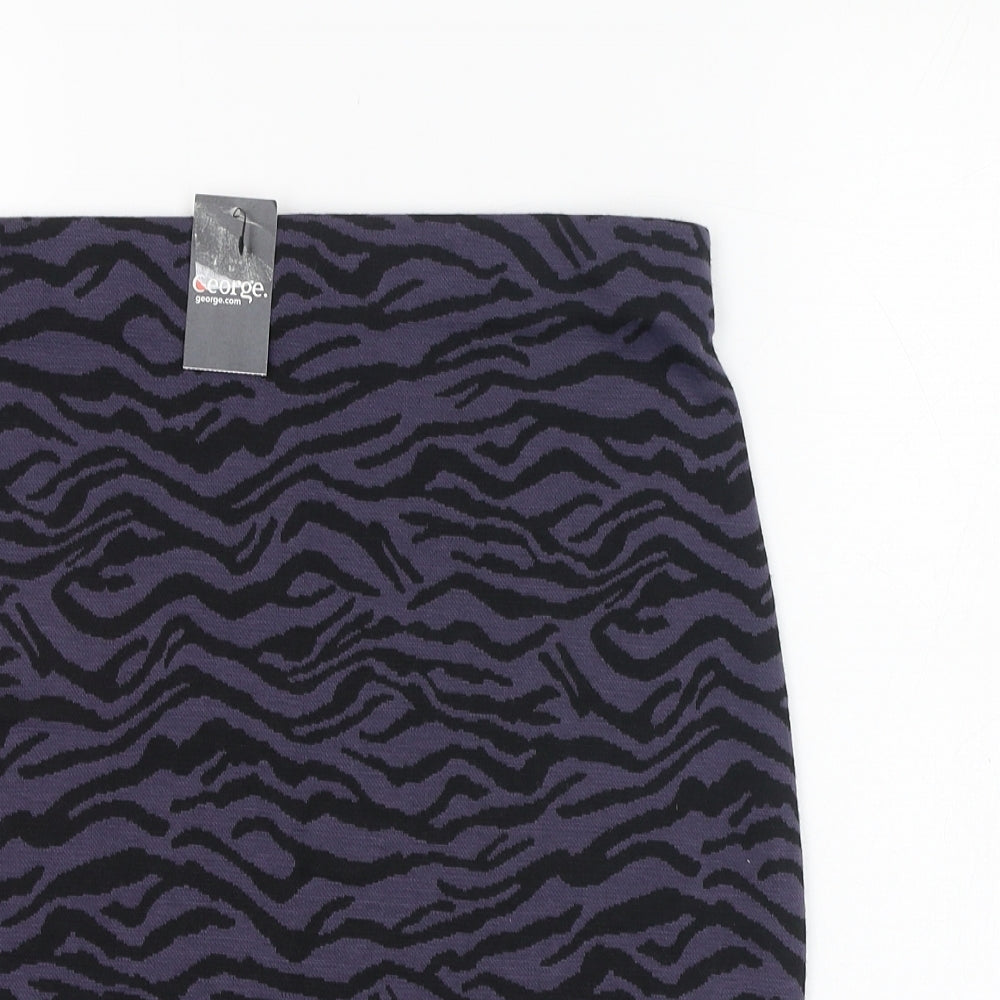 George Womens Blue Animal Print Polyester Straight & Pencil Skirt Size 12