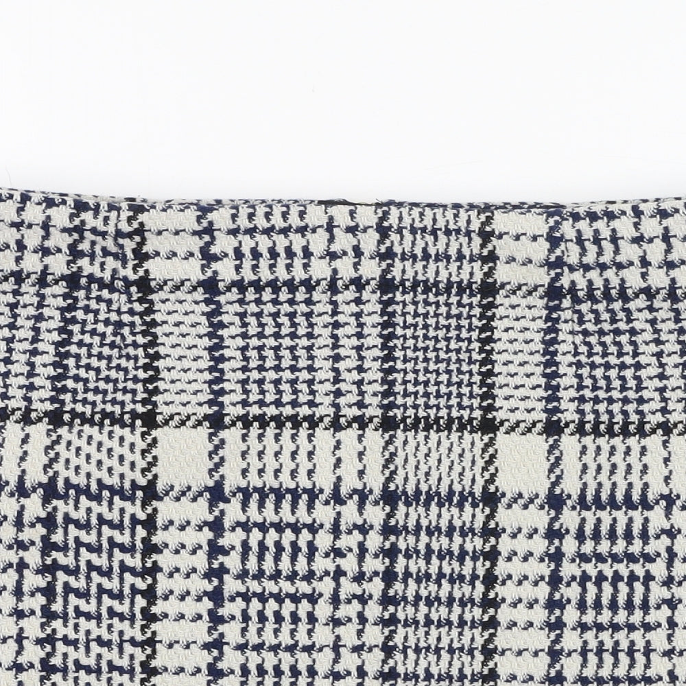 H&M Womens Ivory Check Polyester Straight & Pencil Skirt Size 10   Zip