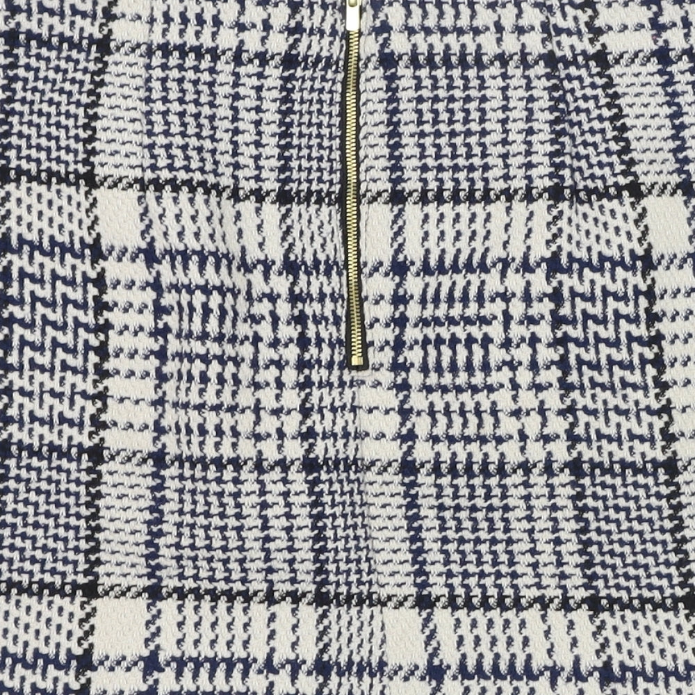 H&M Womens Ivory Check Polyester Straight & Pencil Skirt Size 10   Zip