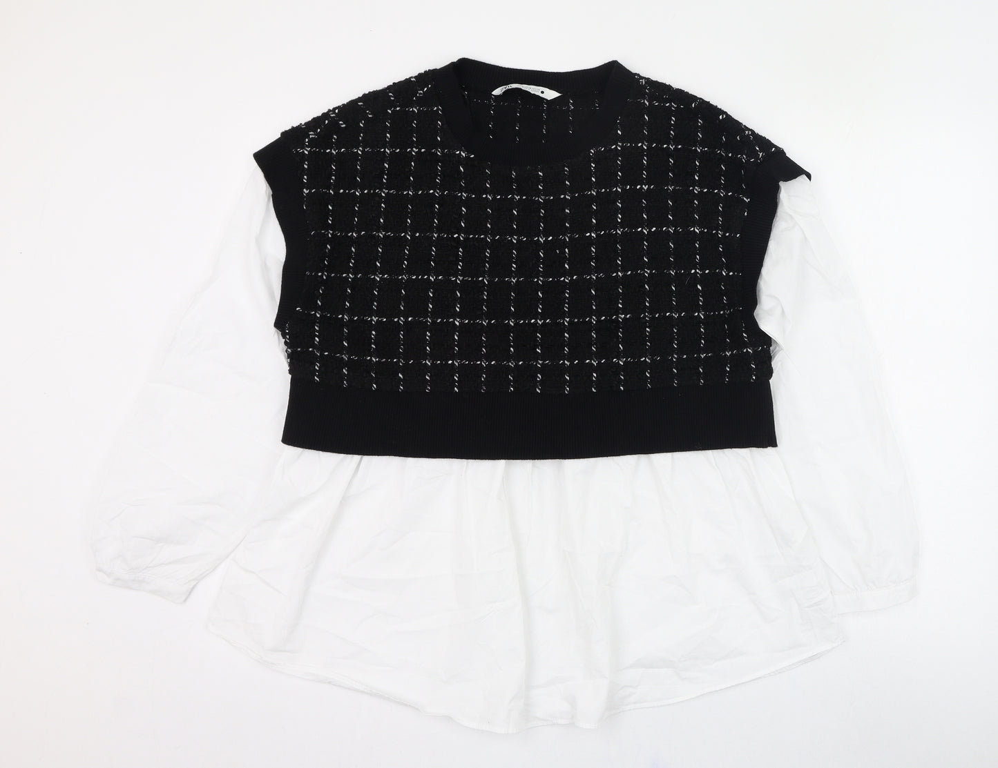 Zara Womens Black Round Neck  Polyester Pullover Jumper Size M   - Shirt and Jumper