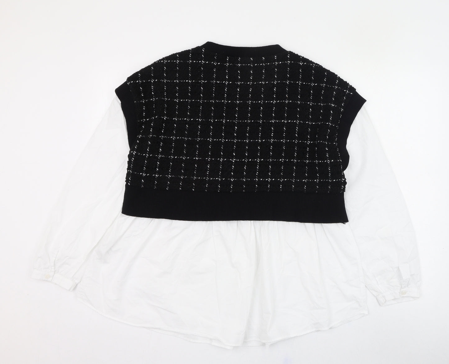 Zara Womens Black Round Neck  Polyester Pullover Jumper Size M   - Shirt and Jumper