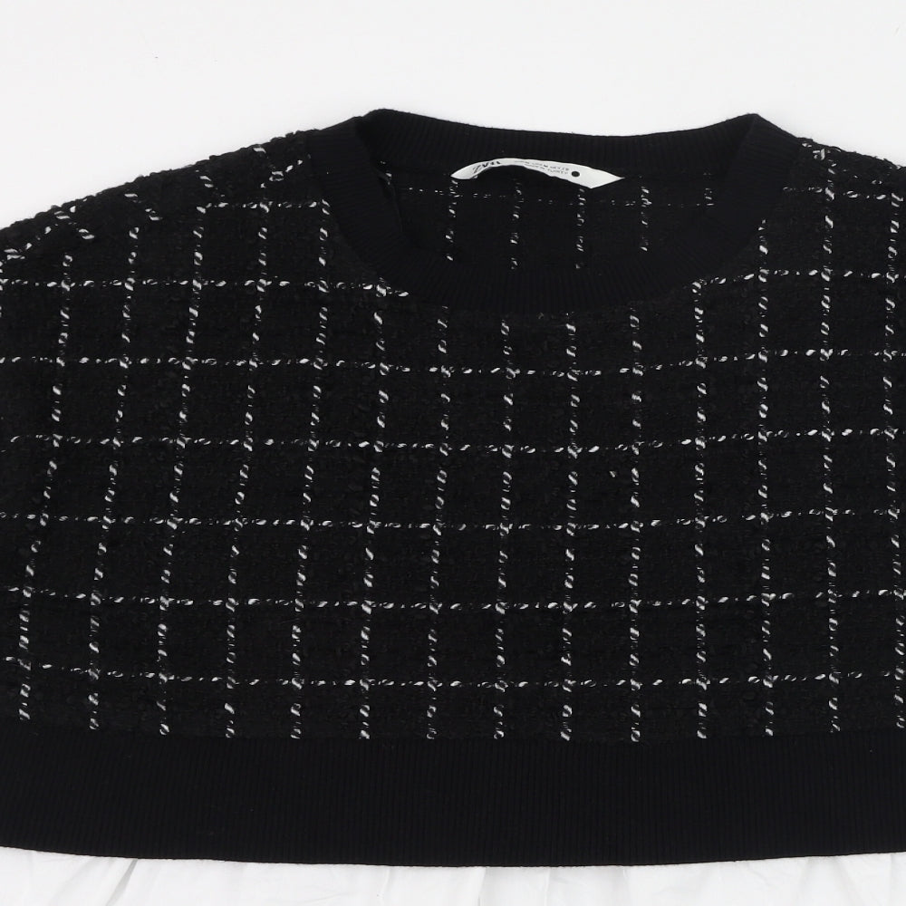 Zara Womens Black Round Neck  Polyester Pullover Jumper Size M   - Shirt and Jumper