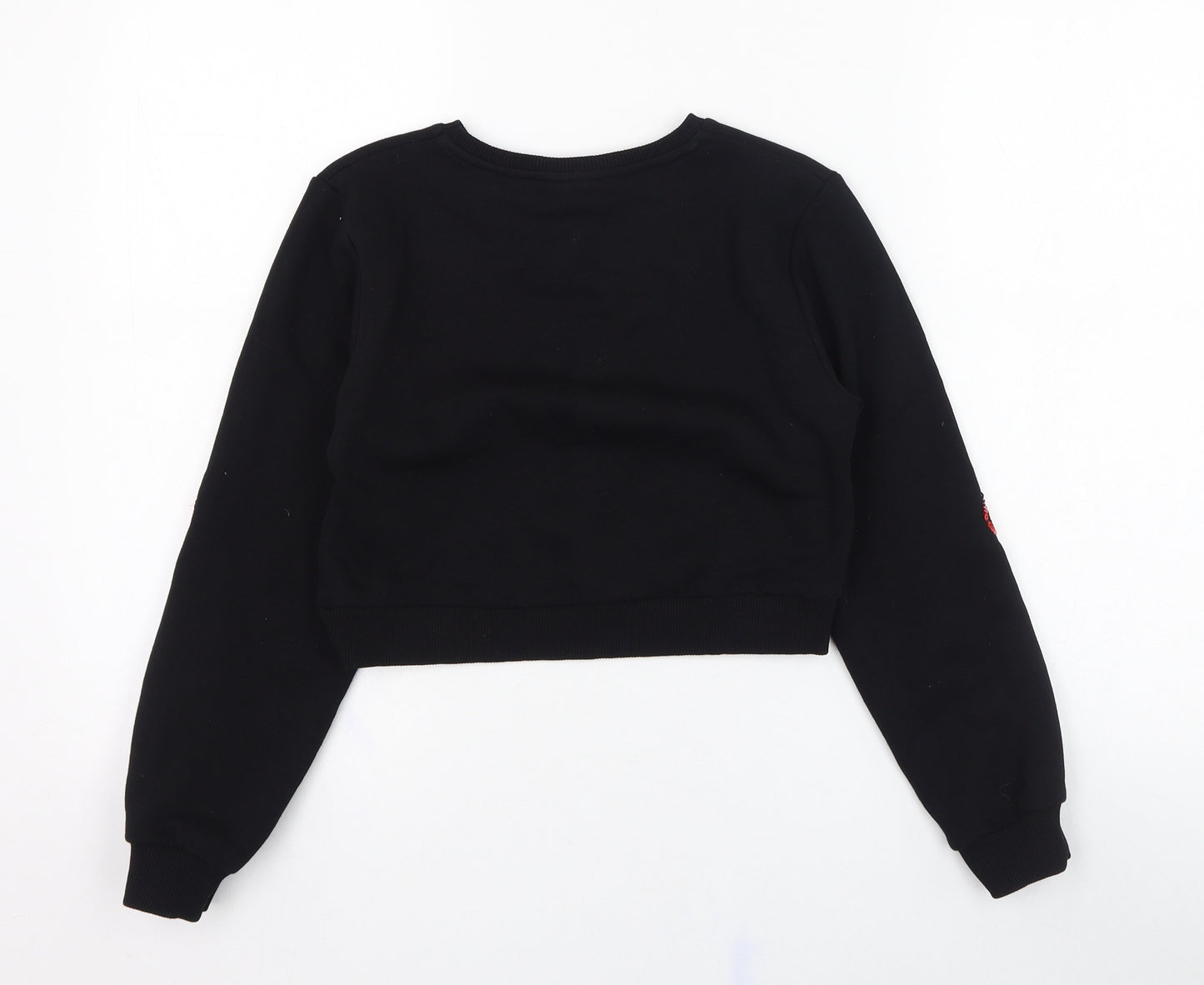 Matalan Girls Black  Cotton Pullover Sweatshirt Size 10 Years  Pullover - Heart