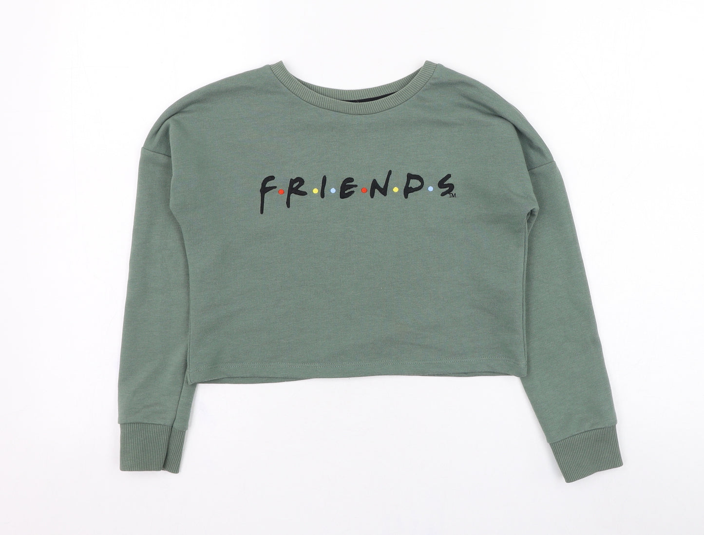 Primark Girls Green  Cotton Pullover Sweatshirt Size 8-9 Years  Pullover - Friends