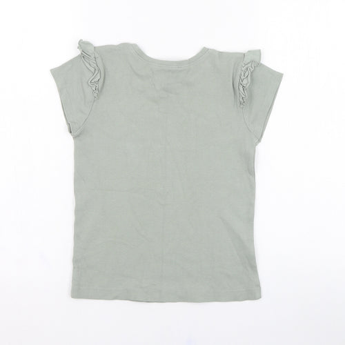 George Girls Green  Cotton Basic T-Shirt Size 10-11 Years Round Neck Pullover