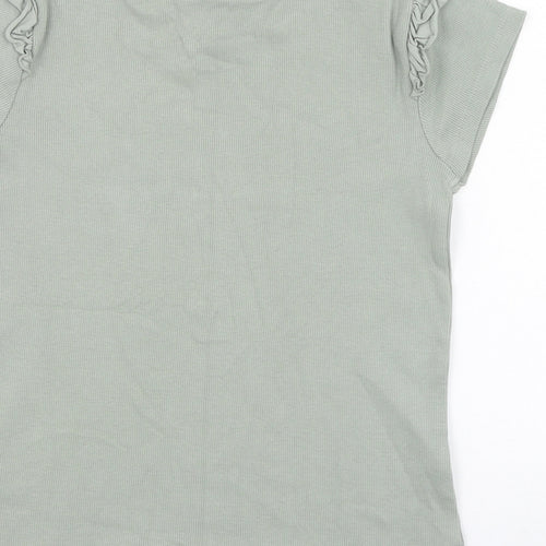 George Girls Green  Cotton Basic T-Shirt Size 10-11 Years Round Neck Pullover