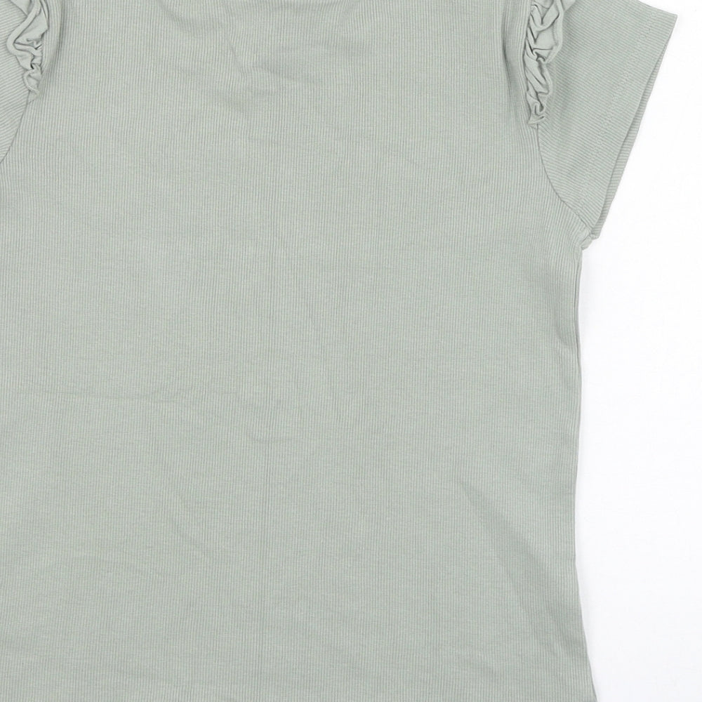 George Girls Green  Cotton Basic T-Shirt Size 10-11 Years Round Neck Pullover