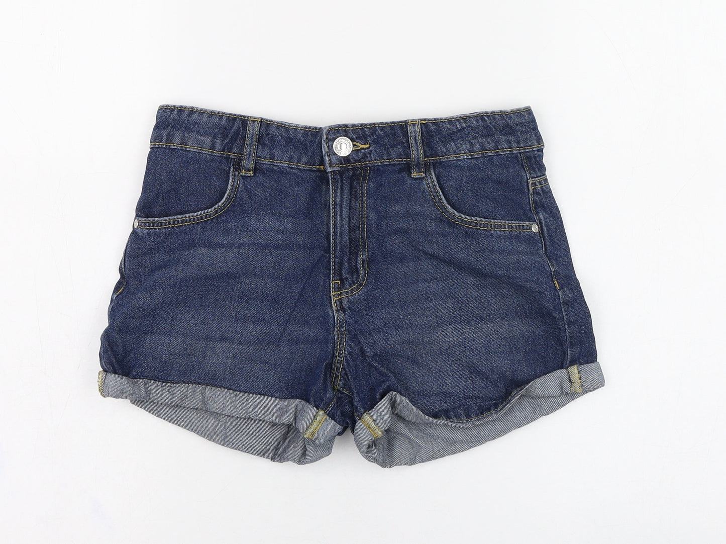 Primark Girls Blue  Cotton Bermuda Shorts Size 11-12 Years  Regular Zip