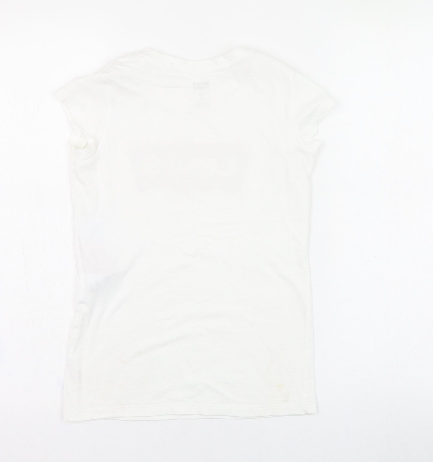 Signature by Levi Strauss & Co. Girls White  Cotton Basic T-Shirt Size 10-11 Years Round Neck Pullover