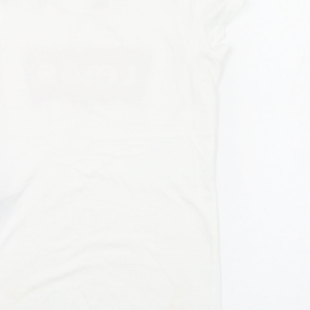 Signature by Levi Strauss & Co. Girls White  Cotton Basic T-Shirt Size 10-11 Years Round Neck Pullover