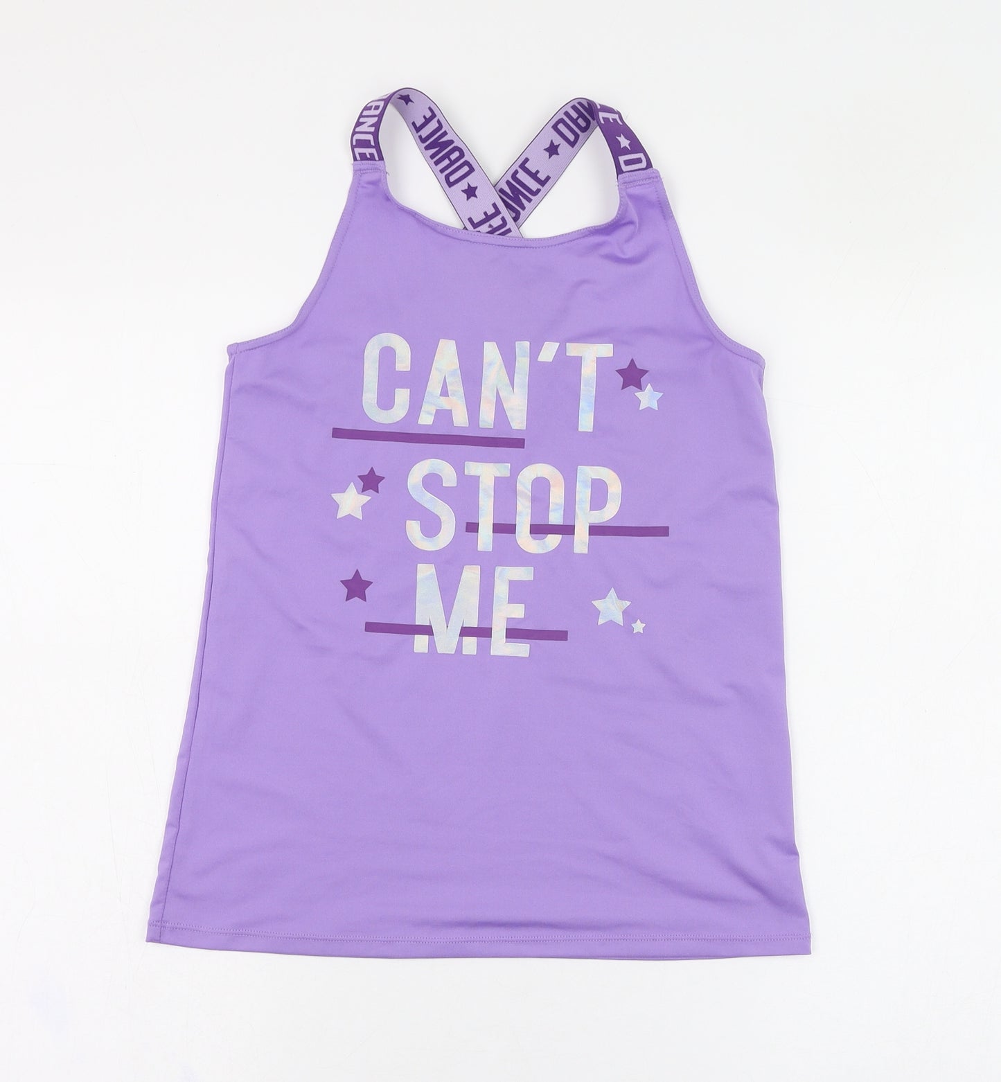 Matalan Girls Purple  Polyester Basic Tank Size 10-11 Years Round Neck Pullover - Can't Stop Me