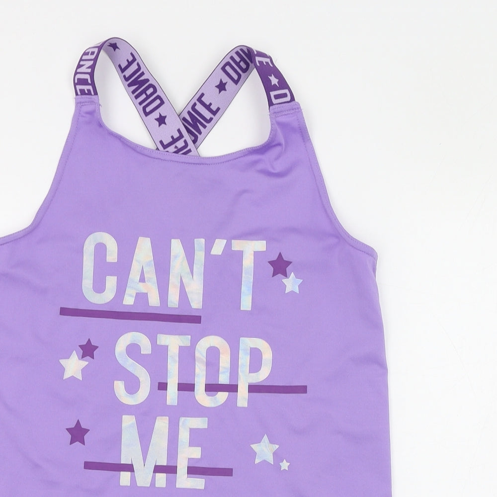 Matalan Girls Purple  Polyester Basic Tank Size 10-11 Years Round Neck Pullover - Can't Stop Me