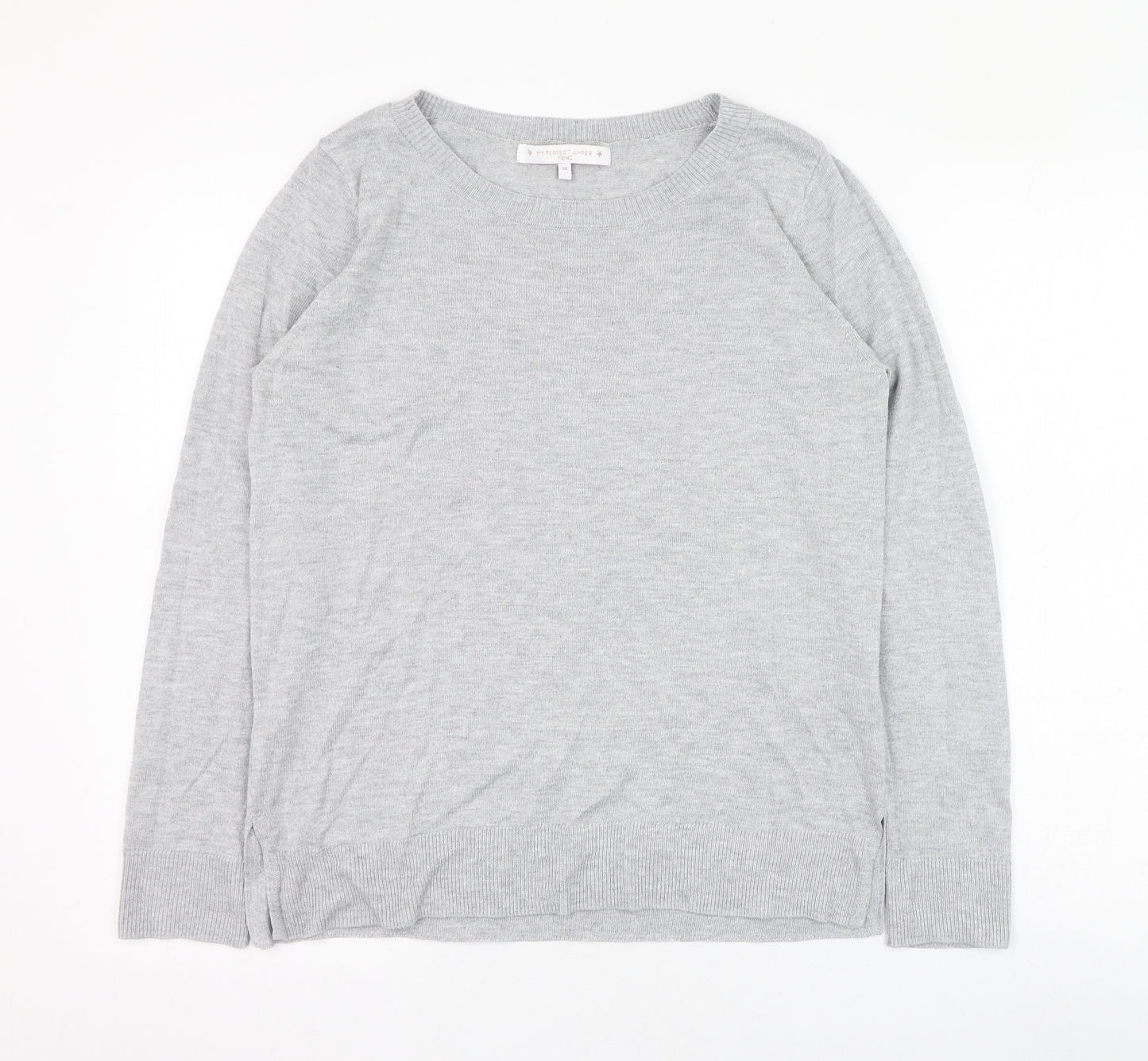 NEXT Womens Grey Round Neck  Polyester Pullover Jumper Size 14
