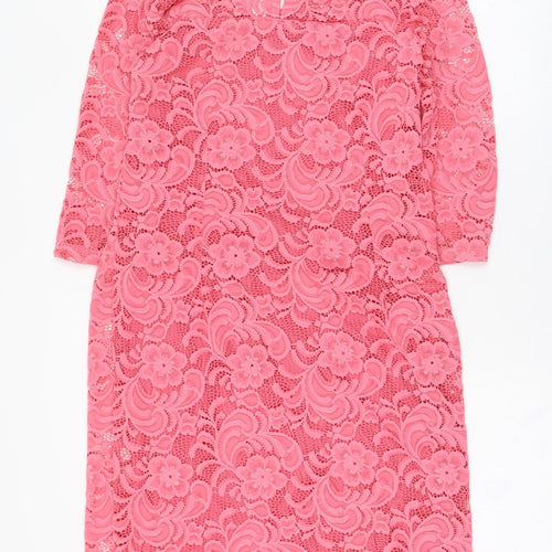 Mama-licious Womens Pink  Cotton Shift  Size M  V-Neck Hook & Eye