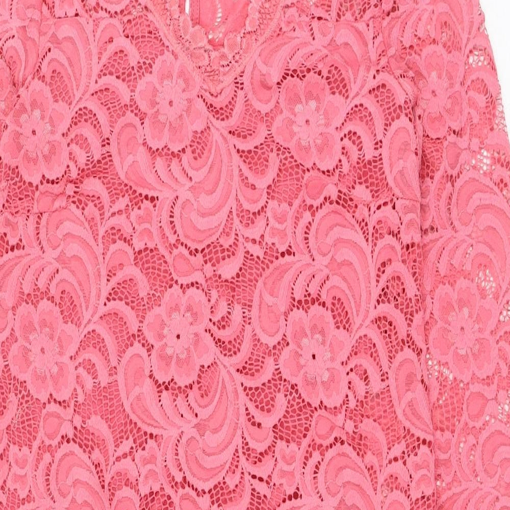Mama-licious Womens Pink  Cotton Shift  Size M  V-Neck Hook & Eye