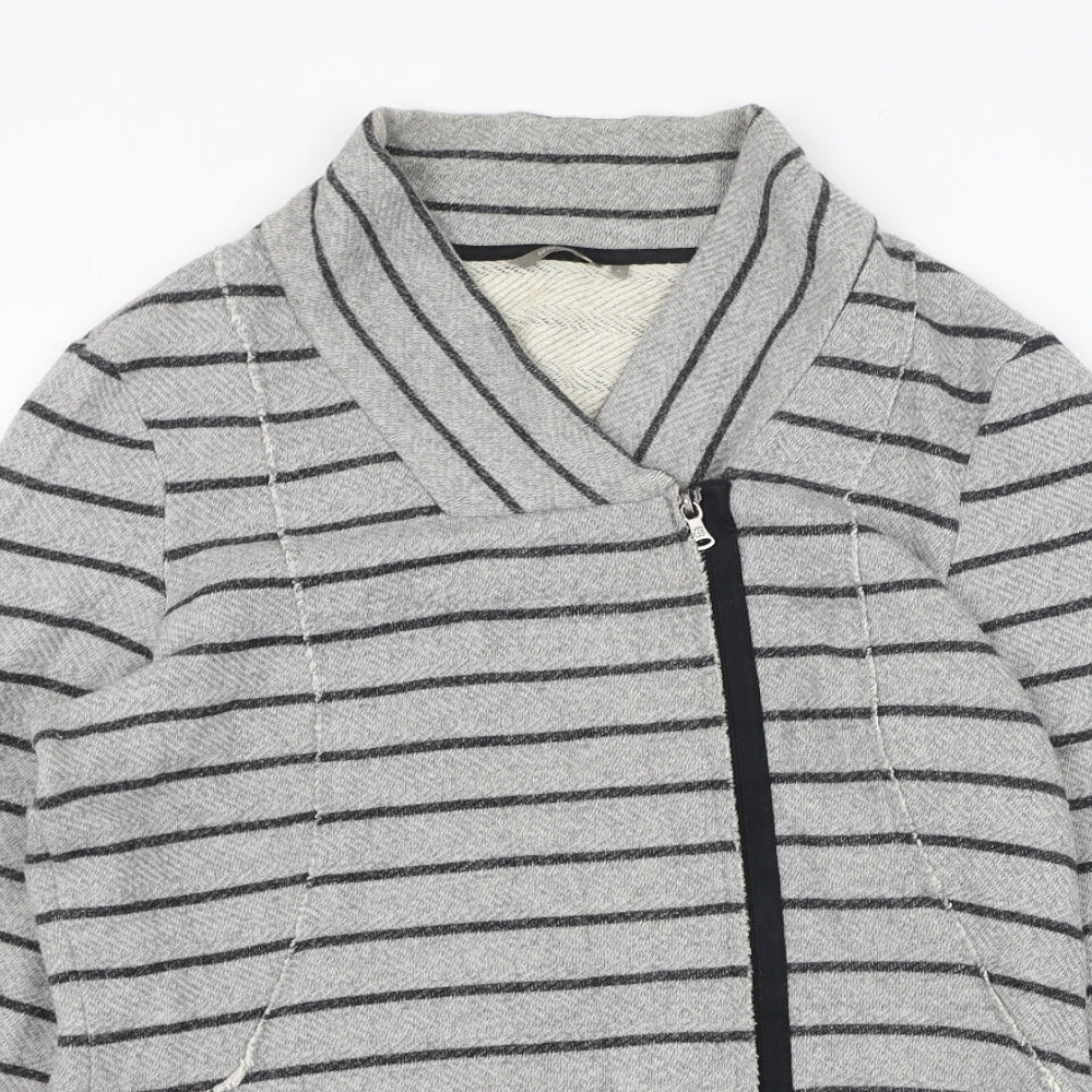 Sandwich Womens Grey Striped Cotton Full Zip Sweatshirt Size L  Zip