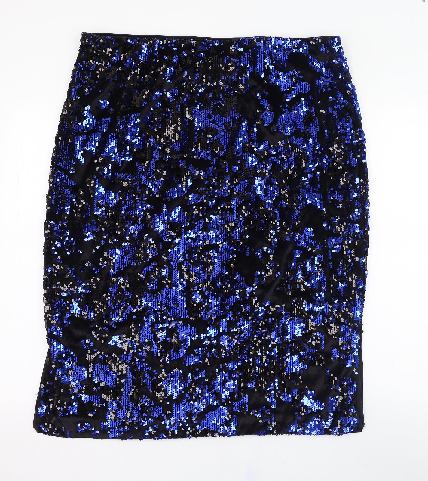 Marks and Spencer Womens Blue  Polyester Straight & Pencil Skirt Size 20   Zip