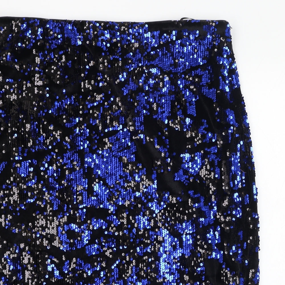 Marks and Spencer Womens Blue  Polyester Straight & Pencil Skirt Size 20   Zip
