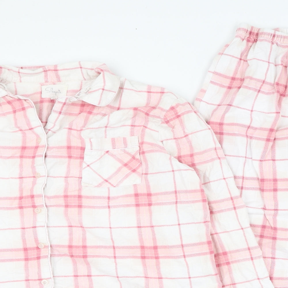 Sleepin Womens Pink Check Cotton Top Pyjama Set Size 14  Button