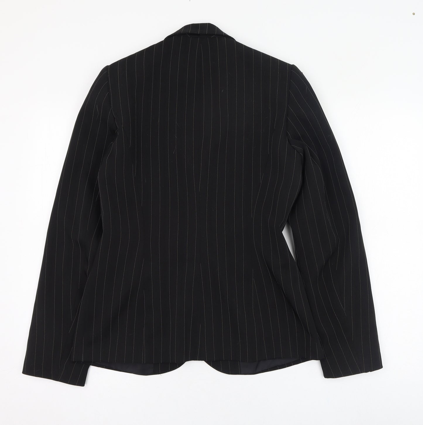 New Look Womens Black Striped  Jacket Blazer Size 10  Button