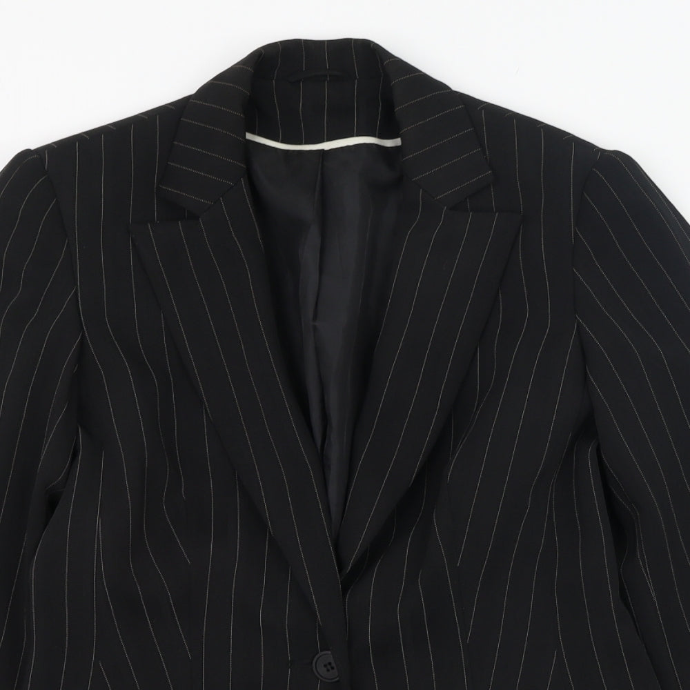 New Look Womens Black Striped  Jacket Blazer Size 10  Button