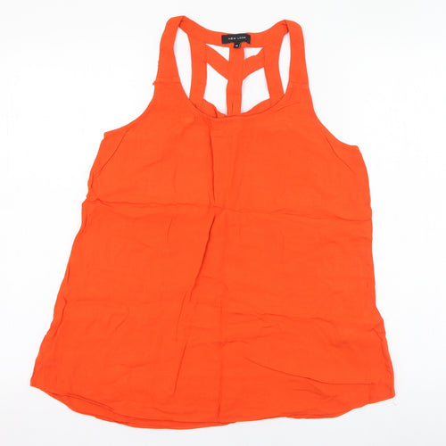 New Look Womens Orange  Viscose Basic Tank Size 10 Round Neck