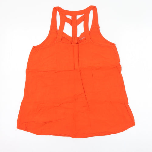 New Look Womens Orange  Viscose Basic Tank Size 10 Round Neck