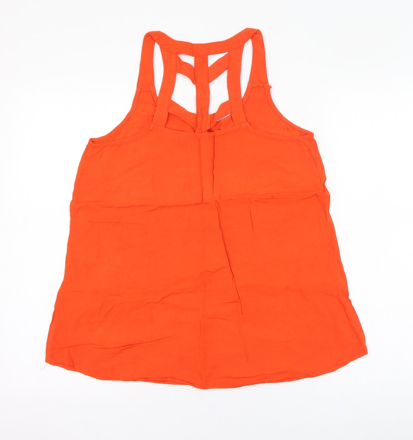New Look Womens Orange  Viscose Basic Tank Size 10 Round Neck