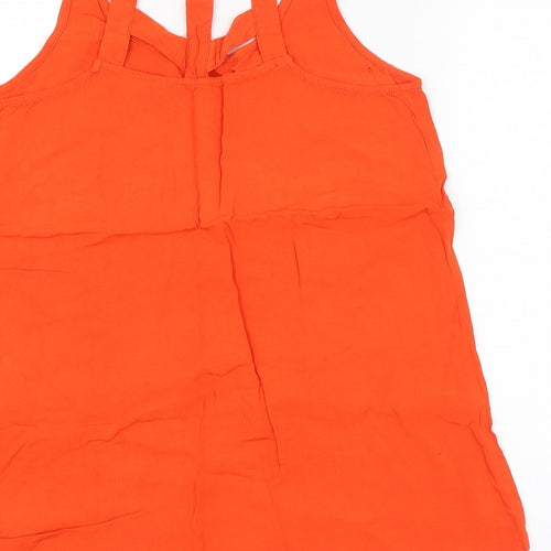 New Look Womens Orange  Viscose Basic Tank Size 10 Round Neck