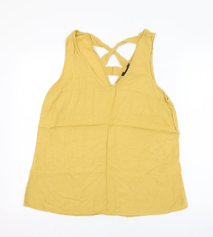 New Look Womens Yellow  Viscose Tunic Tank Size 10 V-Neck