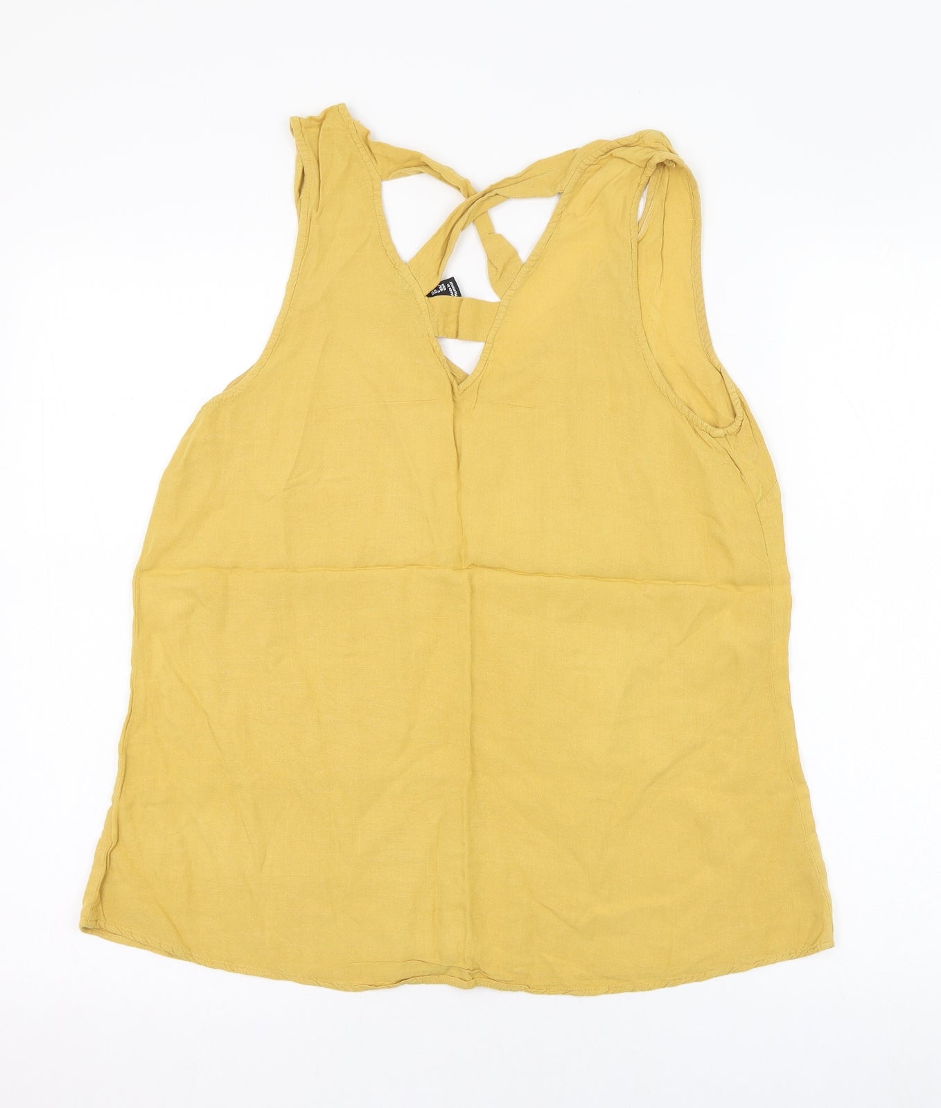 New Look Womens Yellow  Viscose Tunic Tank Size 10 V-Neck