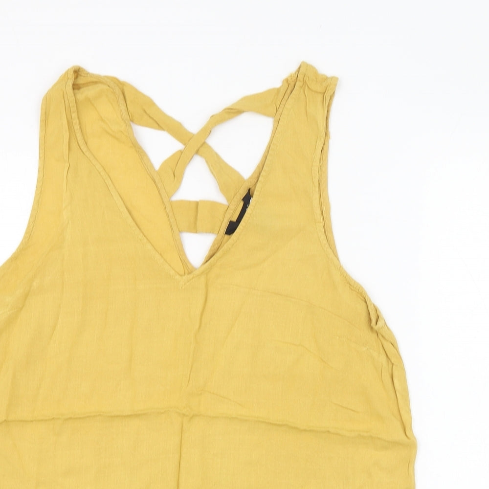 New Look Womens Yellow  Viscose Tunic Tank Size 10 V-Neck