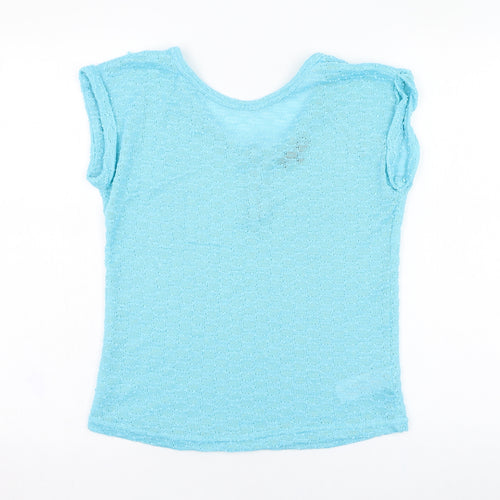 New Look Womens Blue  Polyester Basic T-Shirt Size 8 Round Neck