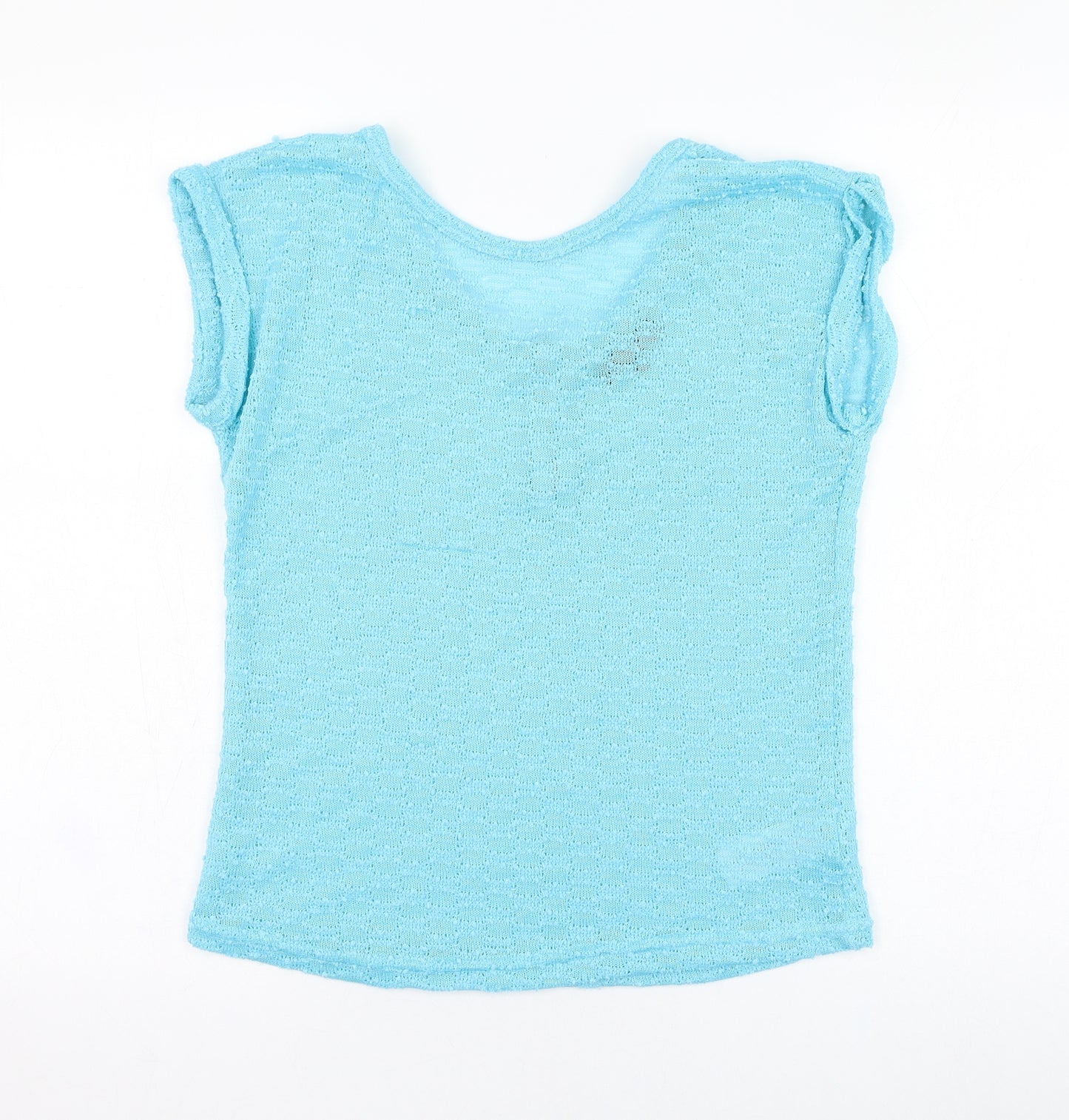 New Look Womens Blue  Polyester Basic T-Shirt Size 8 Round Neck