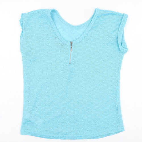 New Look Womens Blue  Polyester Basic T-Shirt Size 8 Round Neck