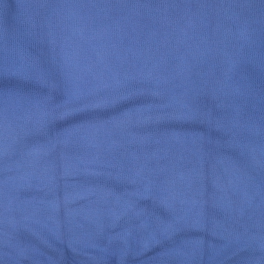 PACO Womens Blue Round Neck Geometric Cotton Pullover Jumper Size L