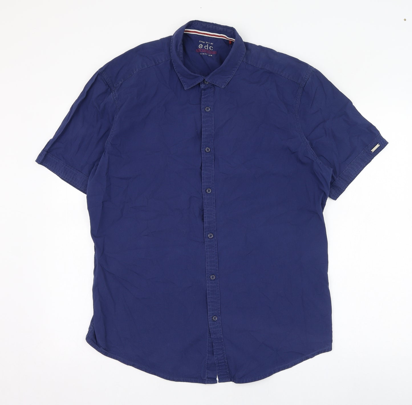 EDC Mens Blue  Cotton  Button-Up Size XL Collared Button