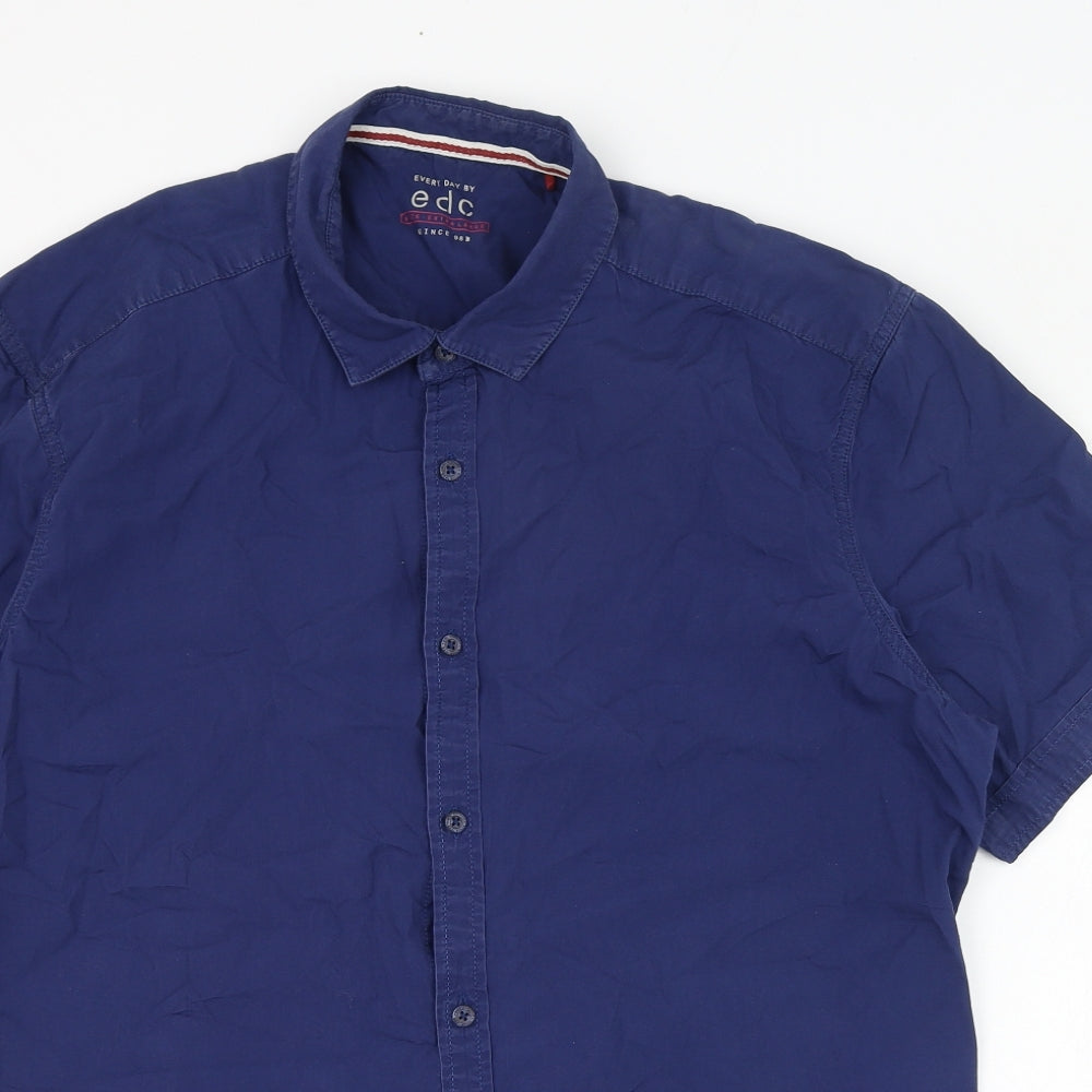 EDC Mens Blue  Cotton  Button-Up Size XL Collared Button
