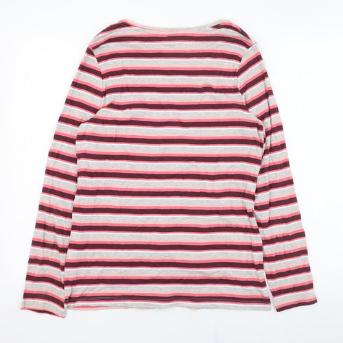 Pep&co Womens Pink Striped Cotton Basic T-Shirt Size 16 Round Neck