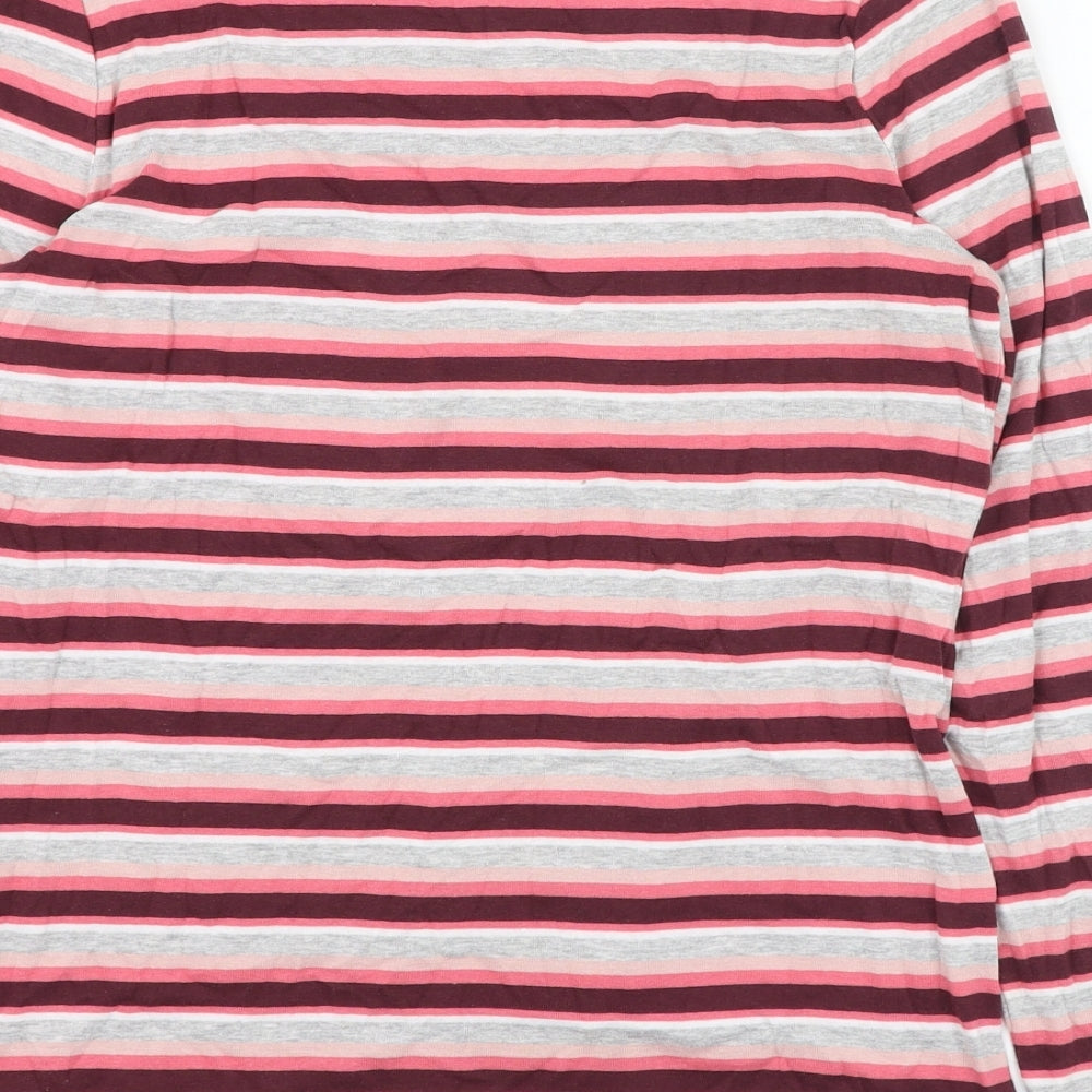 Pep&co Womens Pink Striped Cotton Basic T-Shirt Size 16 Round Neck