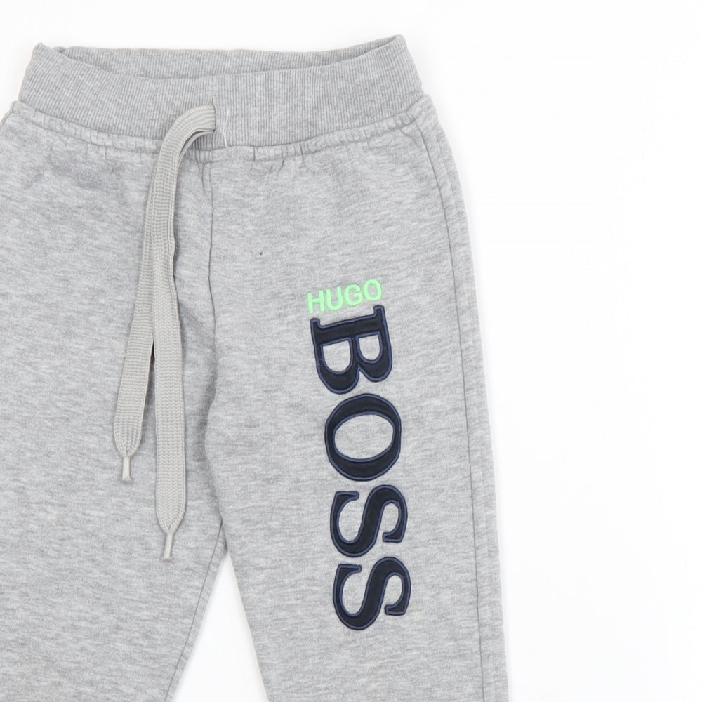 HUGO BOSS Boys Grey  Cotton Jogger Trousers Size 5 Years  Regular