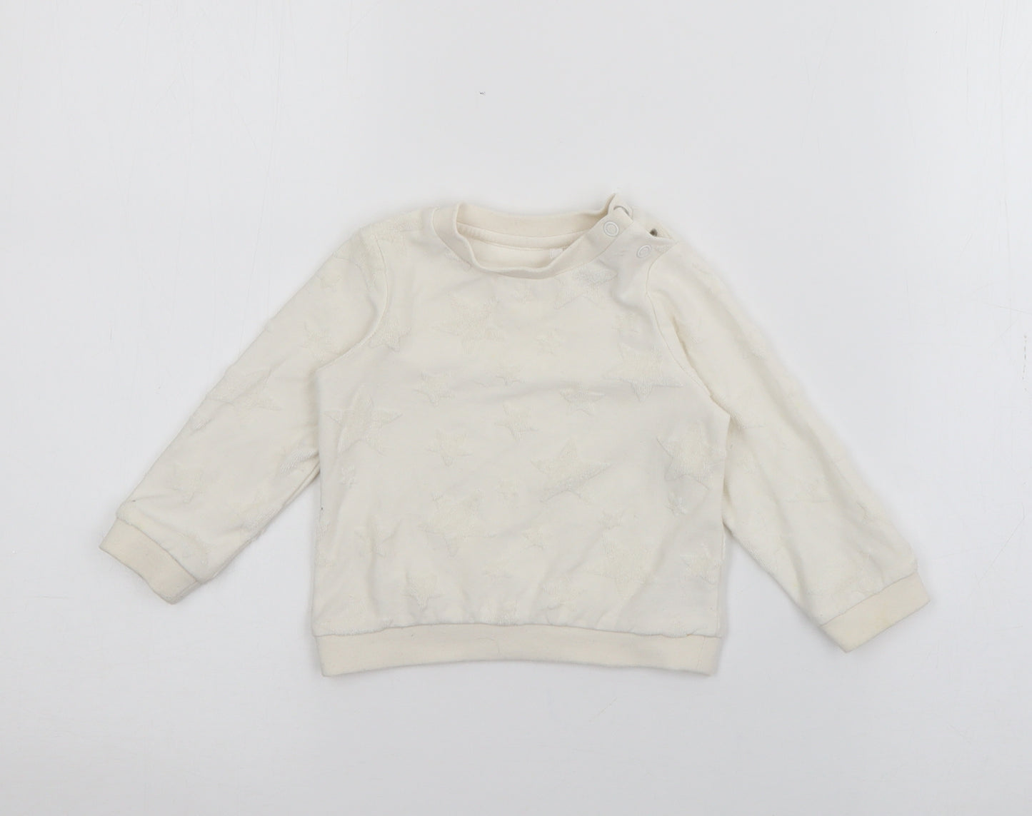 TU Baby White  Cotton Pullover Jumper Size 3-6 Months  Snap