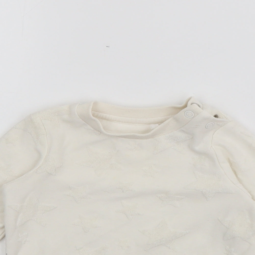 TU Baby White  Cotton Pullover Jumper Size 3-6 Months  Snap