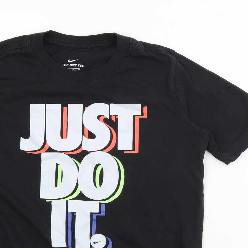 Nike Boys Black  Polyester Pullover T-Shirt Size M Crew Neck