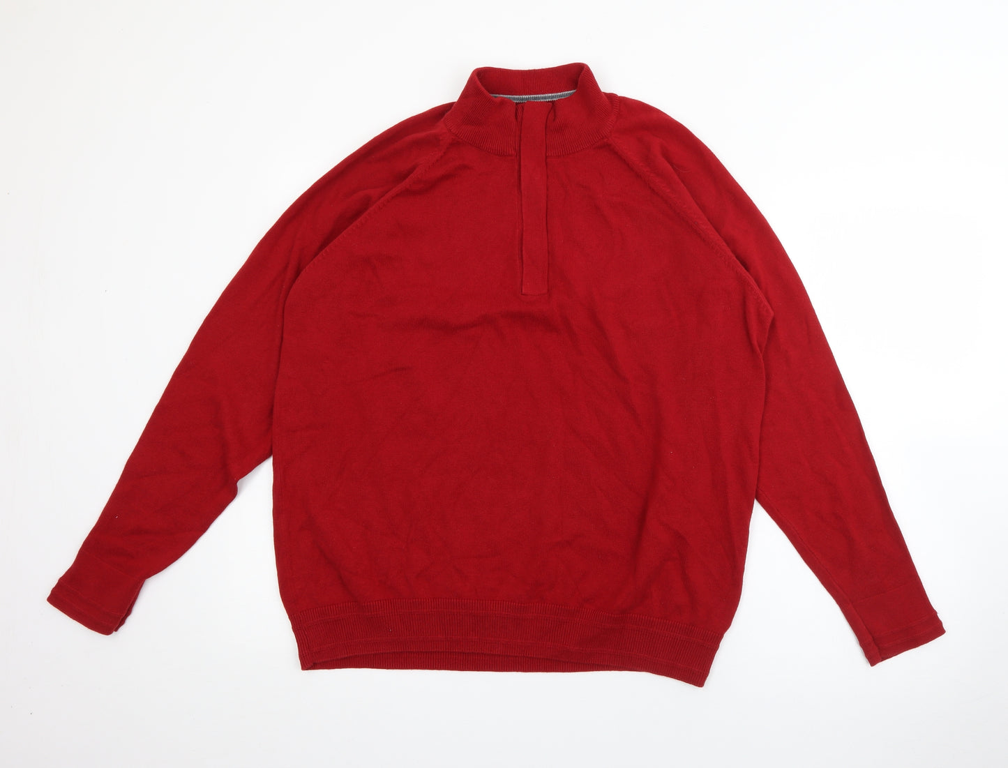 Blue Harbour Mens Red High Neck  Cotton Pullover Jumper Size L