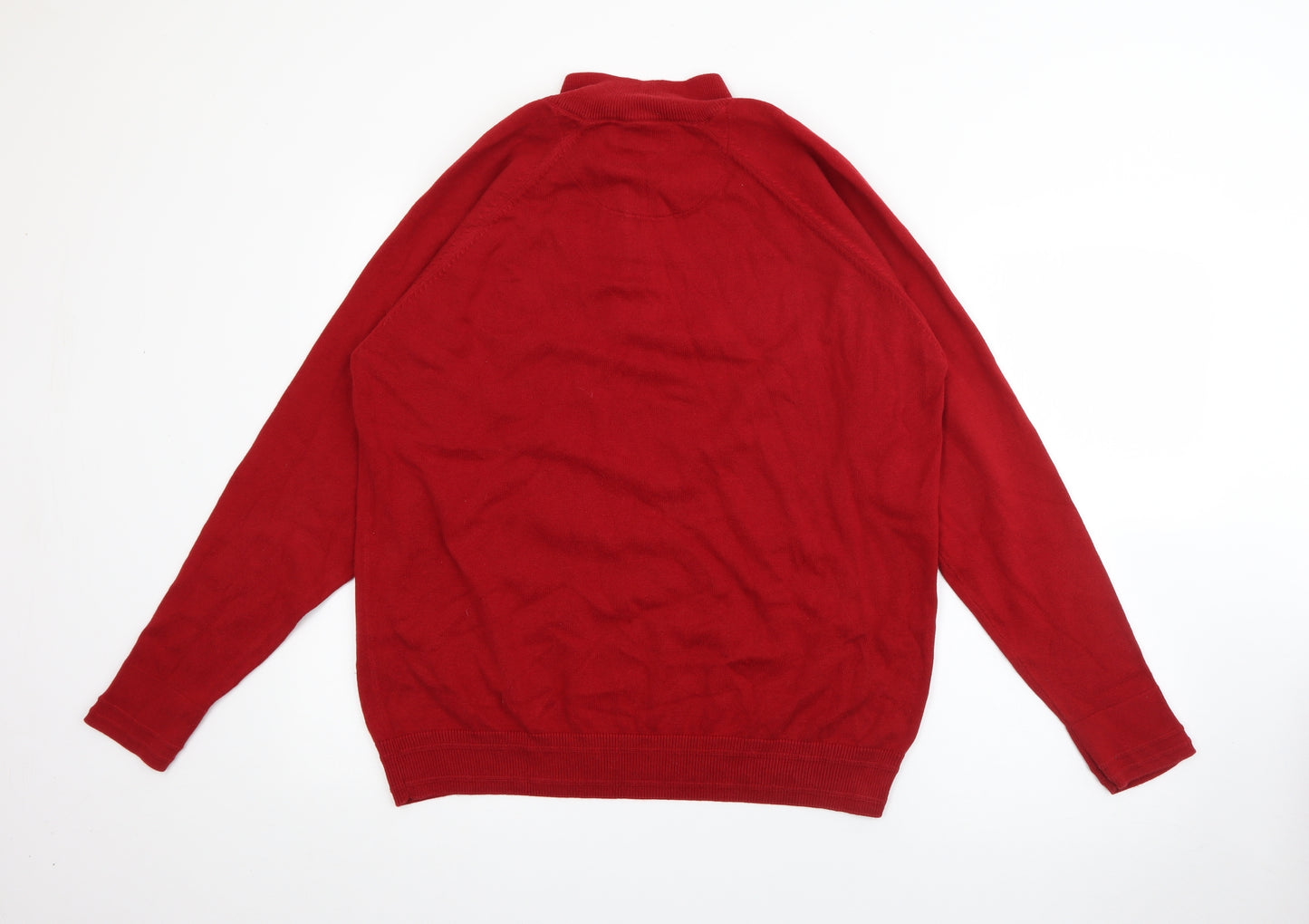 Blue Harbour Mens Red High Neck  Cotton Pullover Jumper Size L