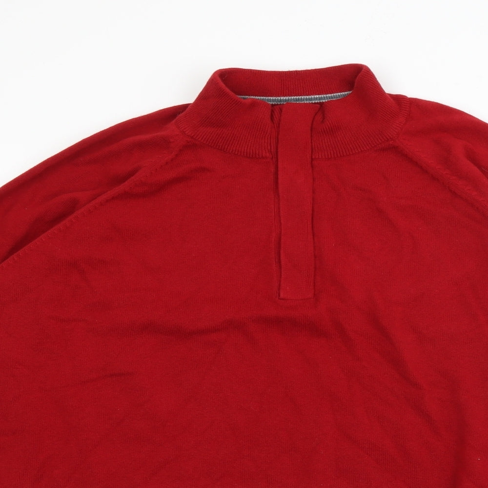 Blue Harbour Mens Red High Neck  Cotton Pullover Jumper Size L
