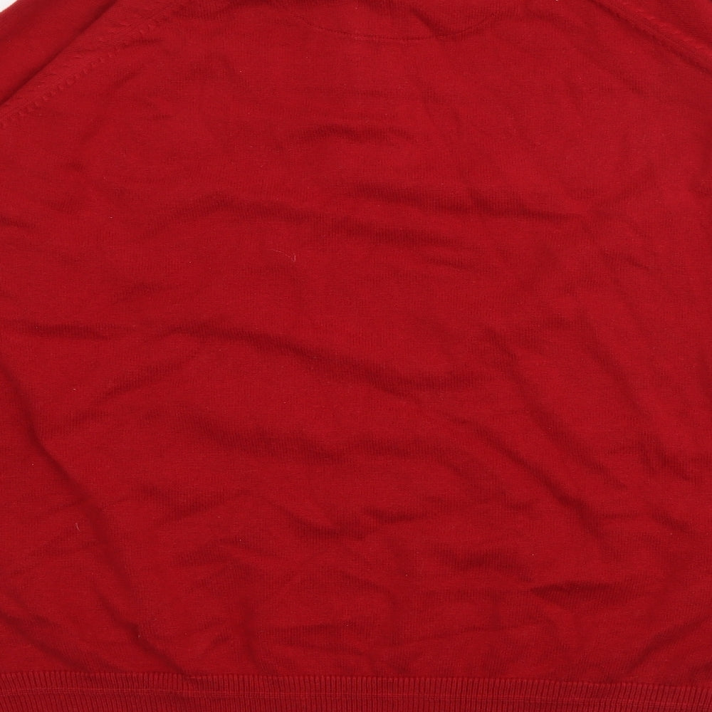 Blue Harbour Mens Red High Neck  Cotton Pullover Jumper Size L